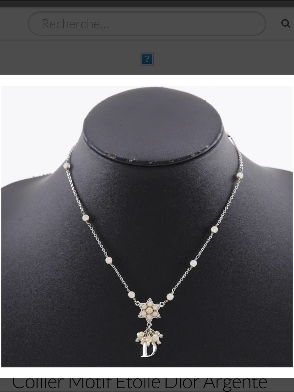 Dior Silver Star Pearl Pendant Necklace - Silver/White